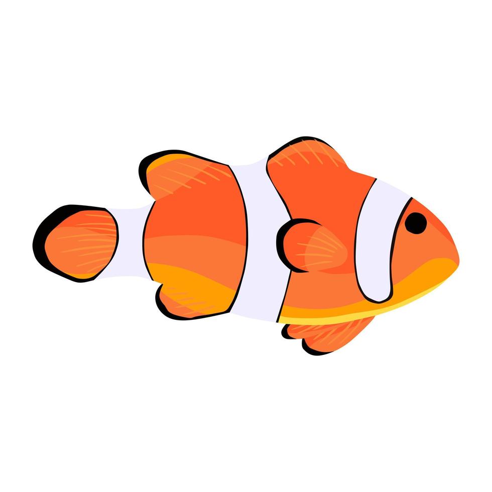 Clown fish. Amphiprioninae icon isolated on white backdrop vector