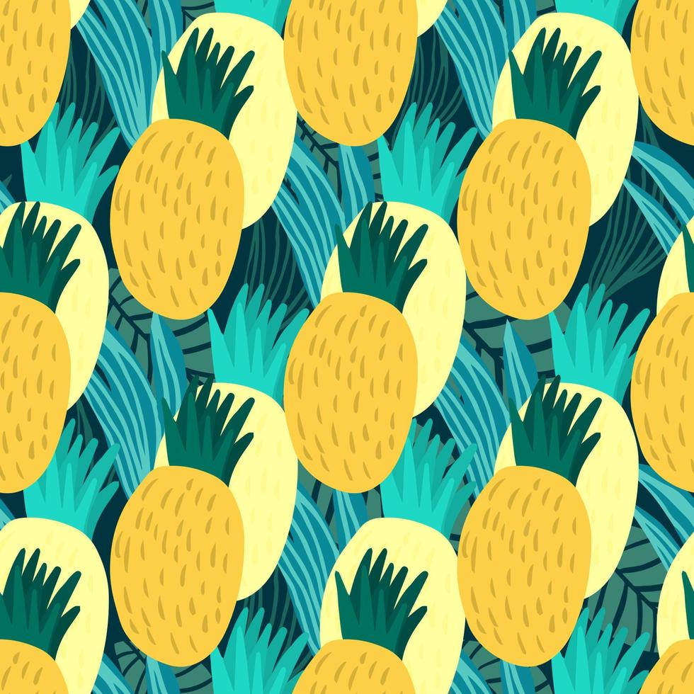 patrón sin costuras de piña dulce. piña dibujada a mano vector