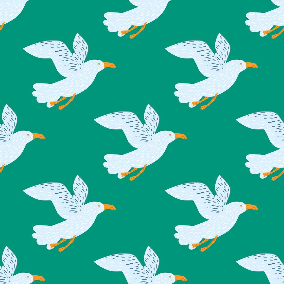 Seagulls seamless pattern. Background of sea birds. vector