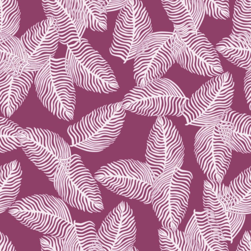 Organic palm leaf seamless pattern with hand drawn foliage print. Simple color background. Vector illustration for seasonal textile.