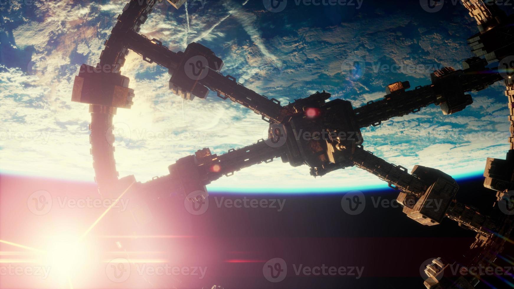Unidentified alien spaceship flying near Earth elements furnished by NASA photo