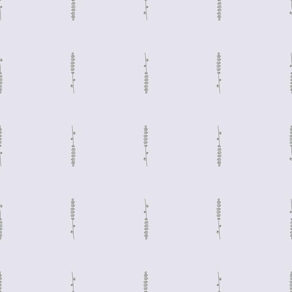 Minimalistic style seamless pattern with little lavender branches ornament. Pastel blue background. vector