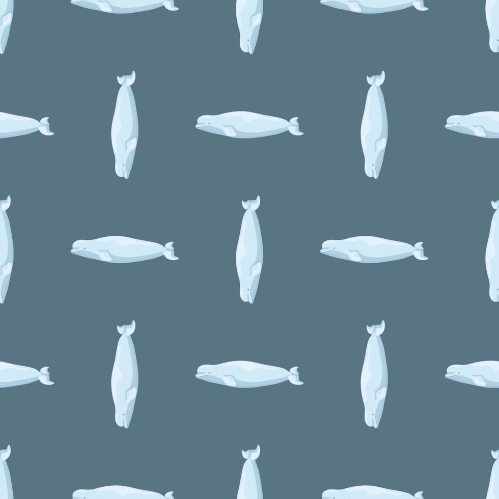 beluga de patrones sin fisuras sobre fondo azul. plantilla de personaje de dibujos animados del océano para niños. vector