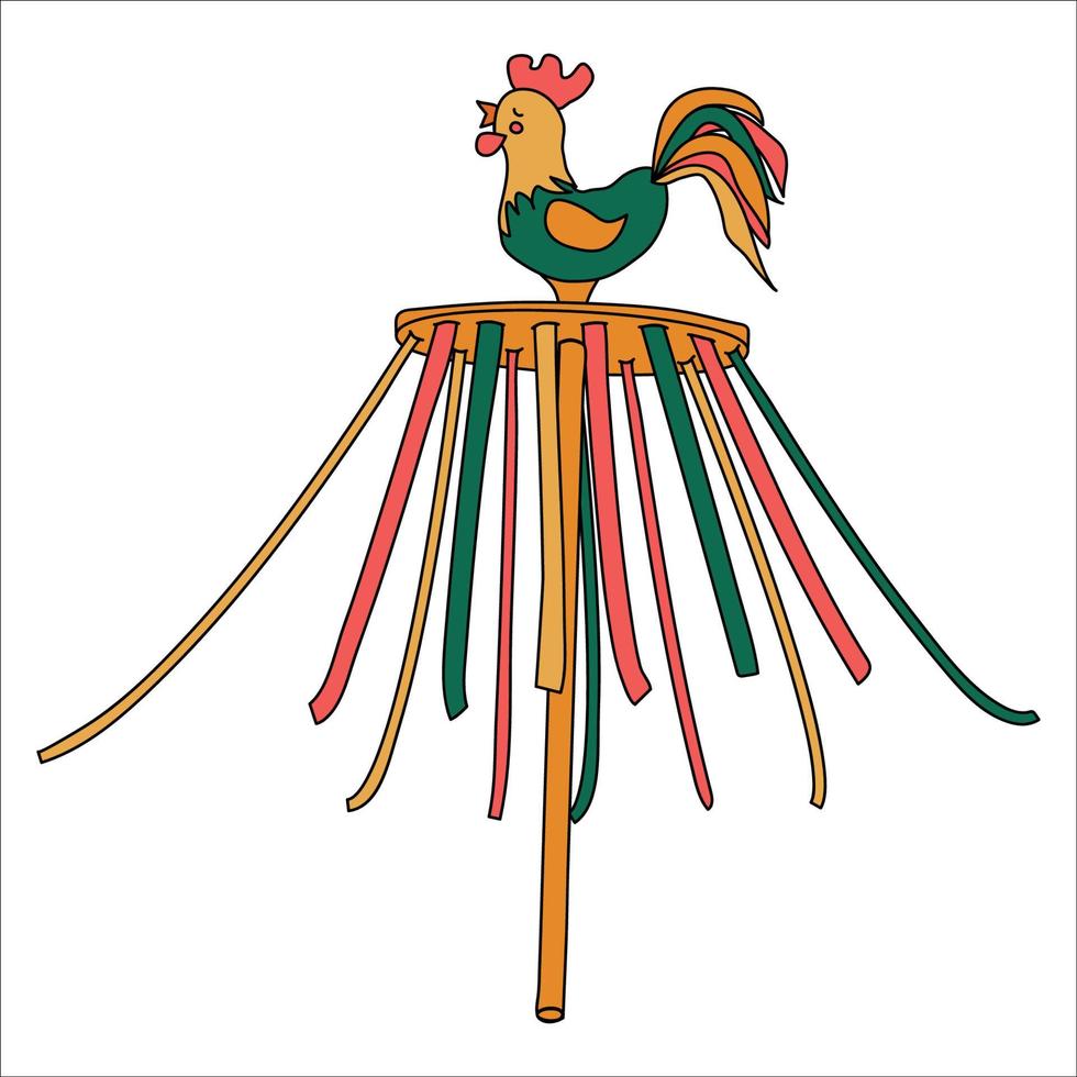 Carnival carousel with ribbons on a white background. Shrovetide festivities. EPS 10. vector