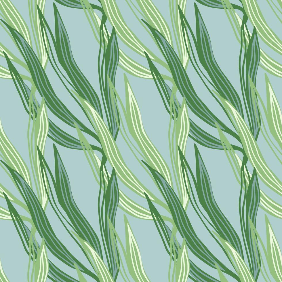 Modern seaweeds seamless pattern on blue background. vector