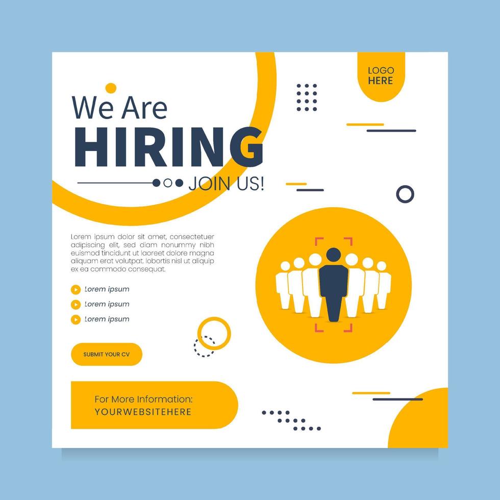 We are hiring job position social media post. Flat vector Design for web, apps and many more