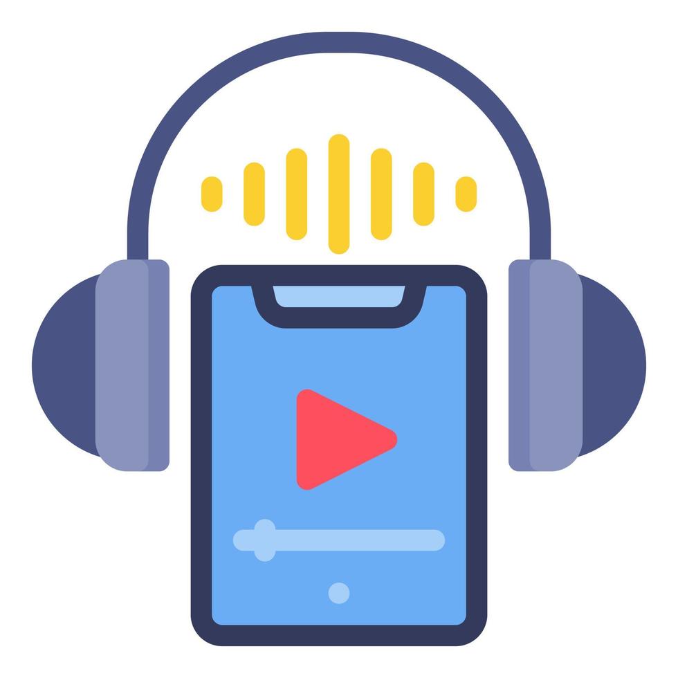 audio book icon with smarphone icon and headset or headphone vector