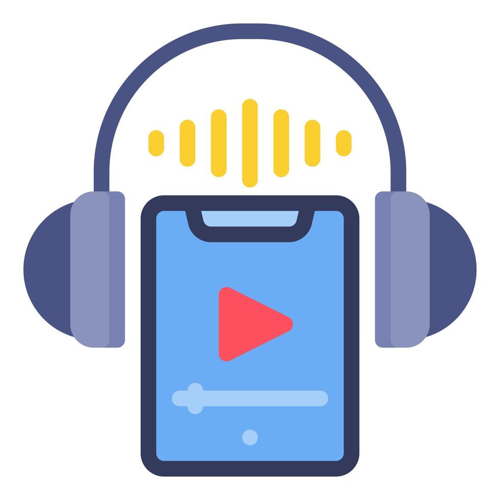 audio book icon with smarphone icon and headset or headphone vector