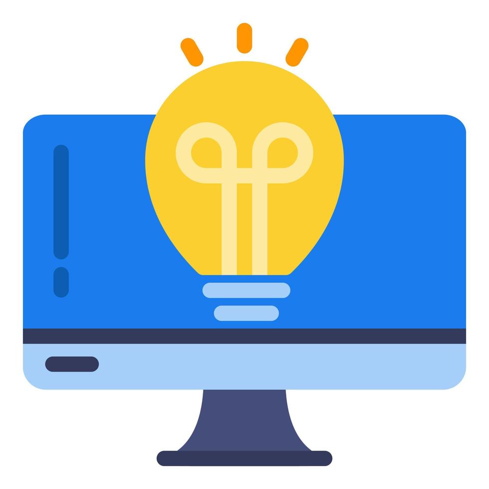 idea, innovation icon with bulb and monitor book sign vector