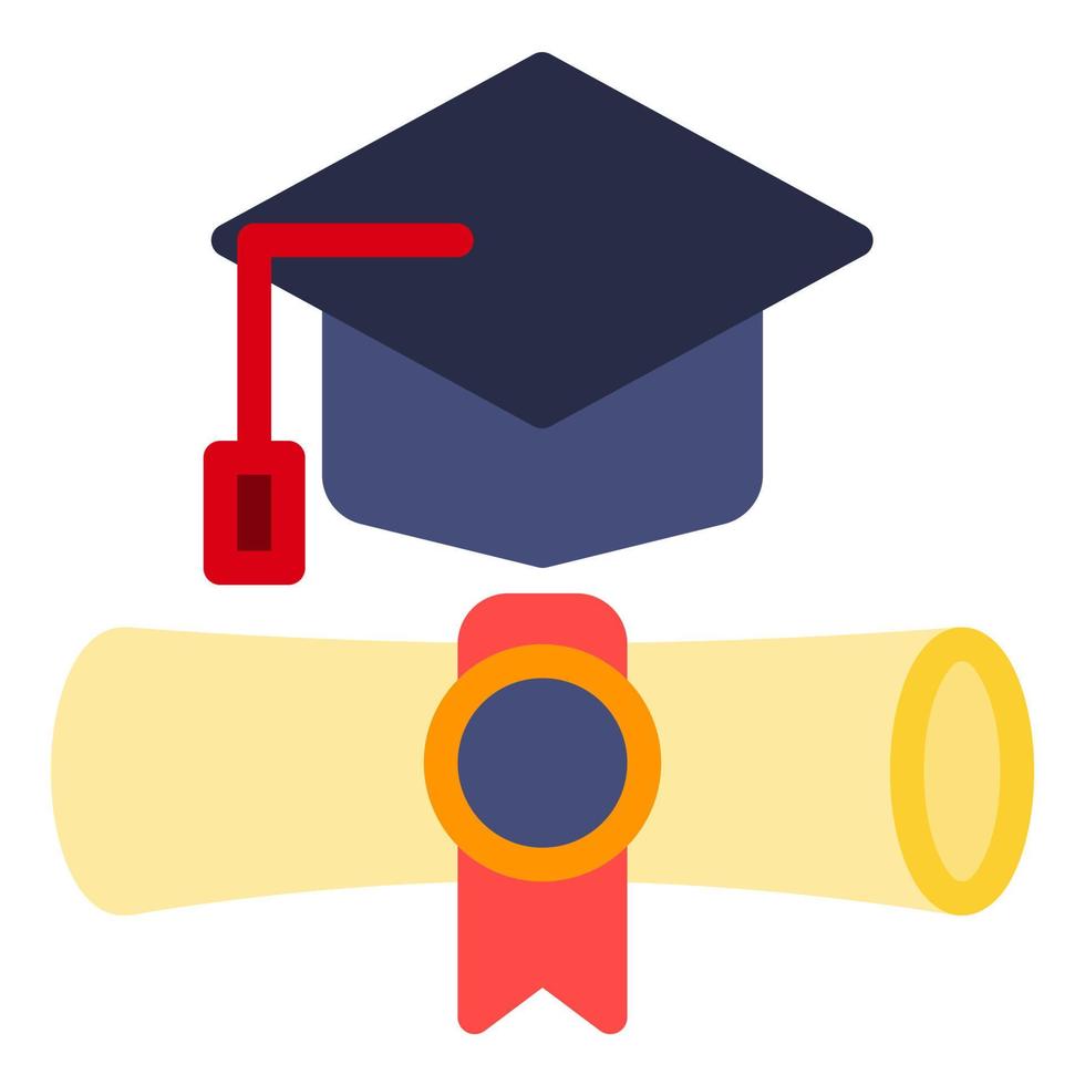 vector graduation cap and diploma icons