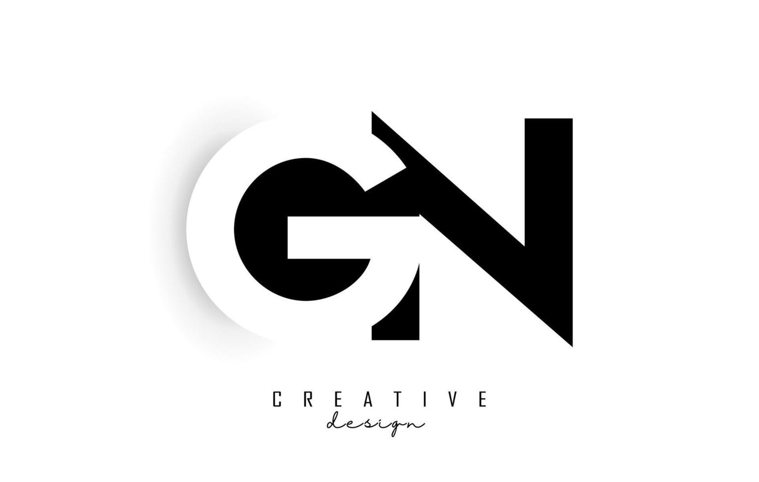 logotipo de letras gn con diseño de espacio negativo. carta con tipografía geométrica. vector