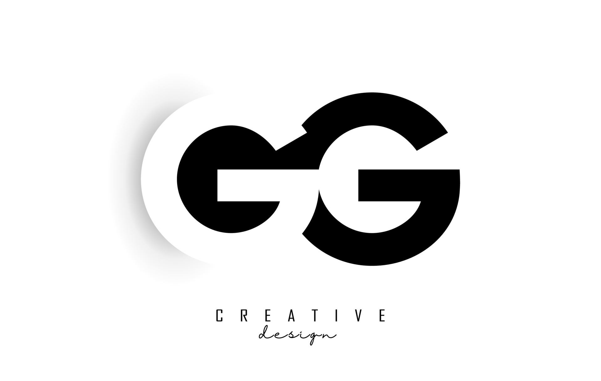 Gg letters Logo with negative space design. Letter with geometric
