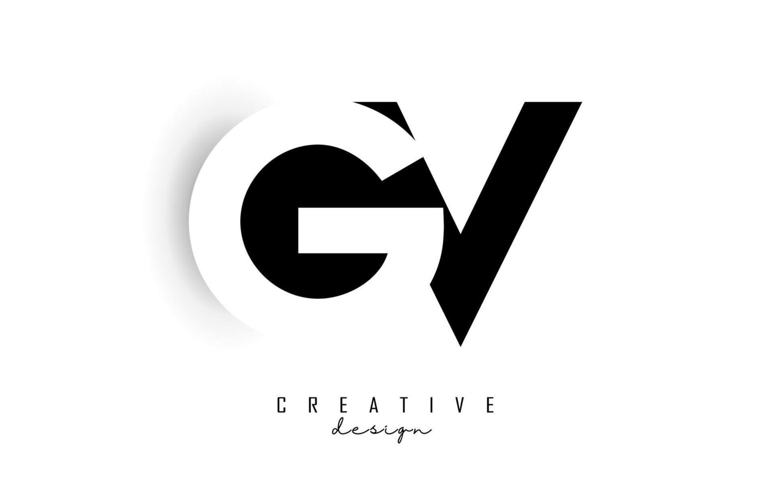 logotipo de letras gv con diseño de espacio negativo. carta con tipografía geométrica. vector