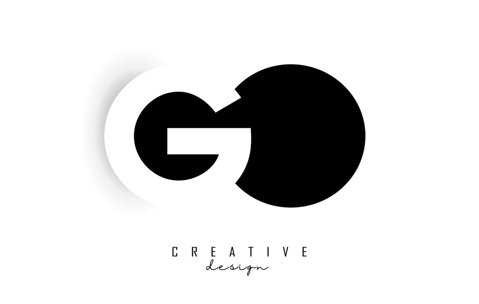 GO letters Logo with negative space design. Letter with geometric typography. vector