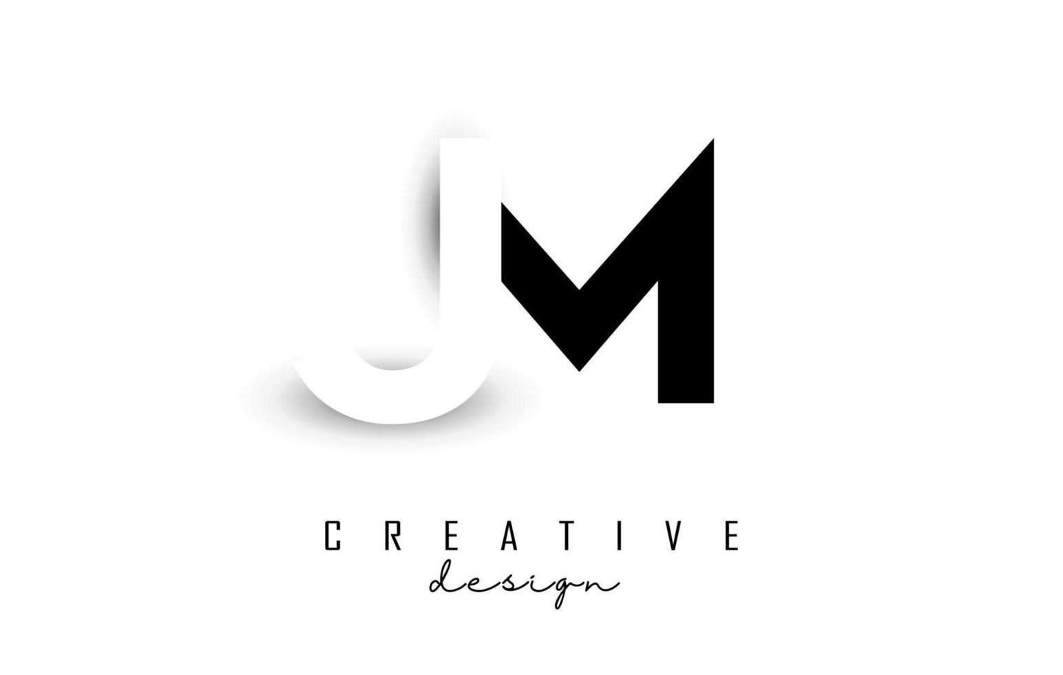 JM letters Logo with negative space design. Vector illustration with with geometric typography.
