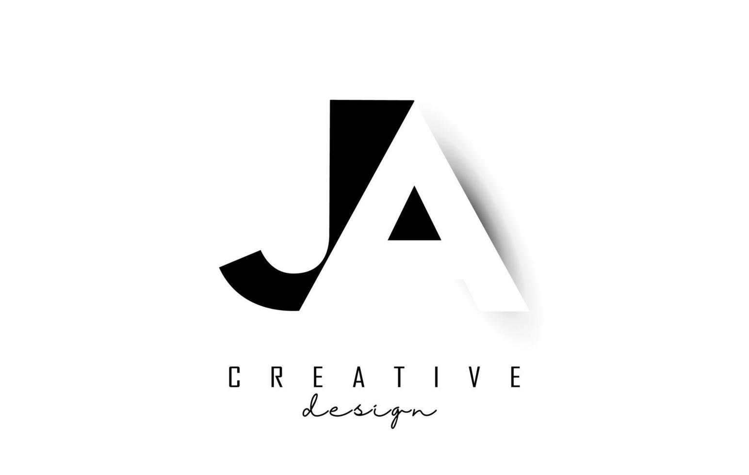 logotipo de letras ja con diseño de espacio negativo. ilustración vectorial con tipografía geométrica. vector