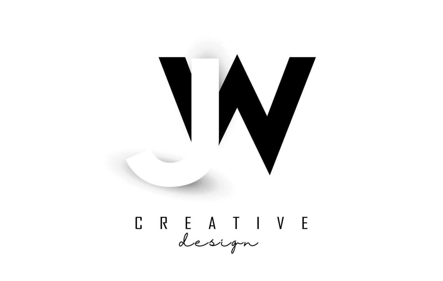 JW letters Logo with negative space design. Vector illustration with with geometric typography.