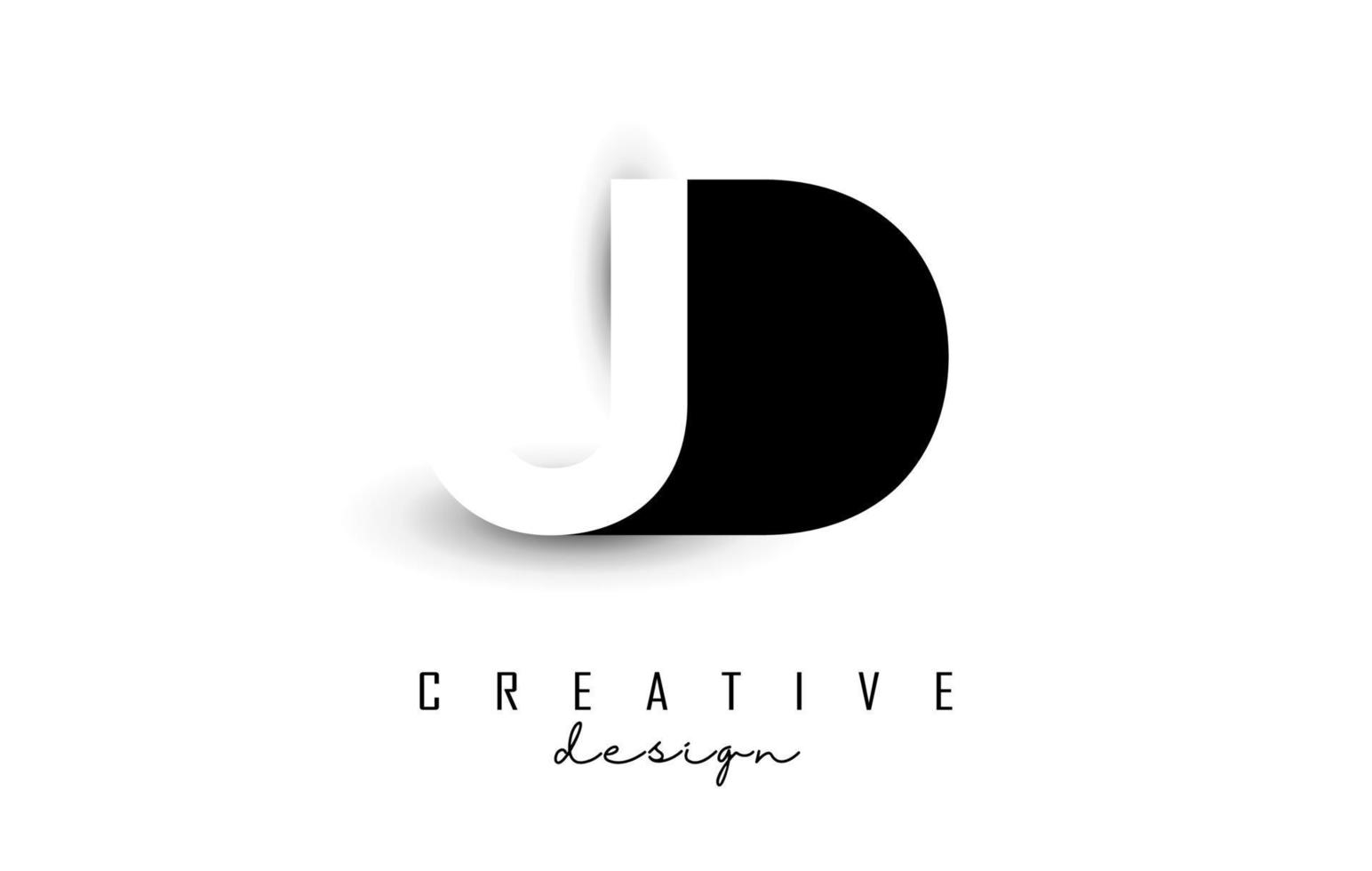 JD letters Logo with negative space design. Vector illustration with with geometric typography.