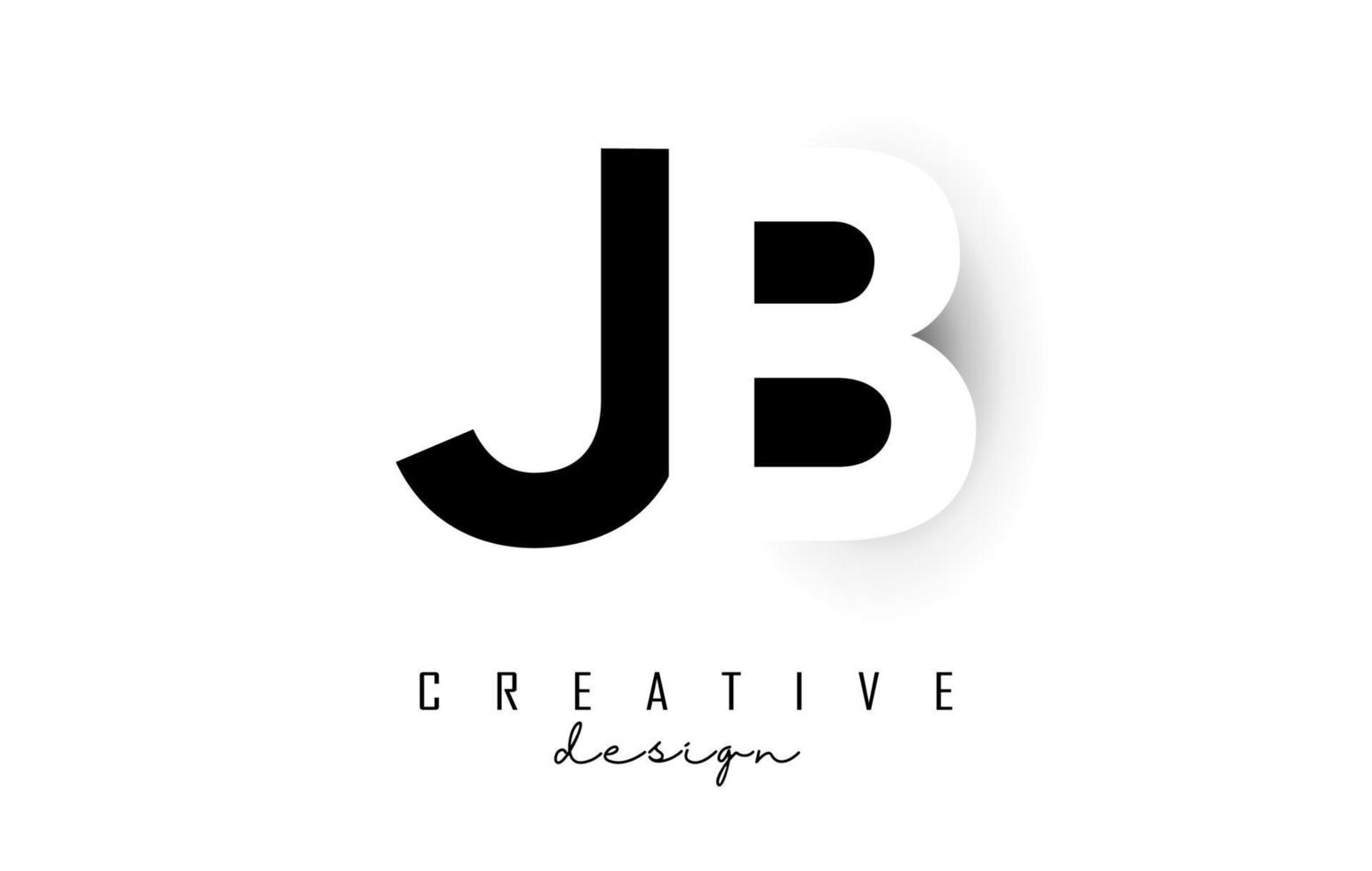 JB letters Logo with negative space design. Vector illustration with with geometric typography.