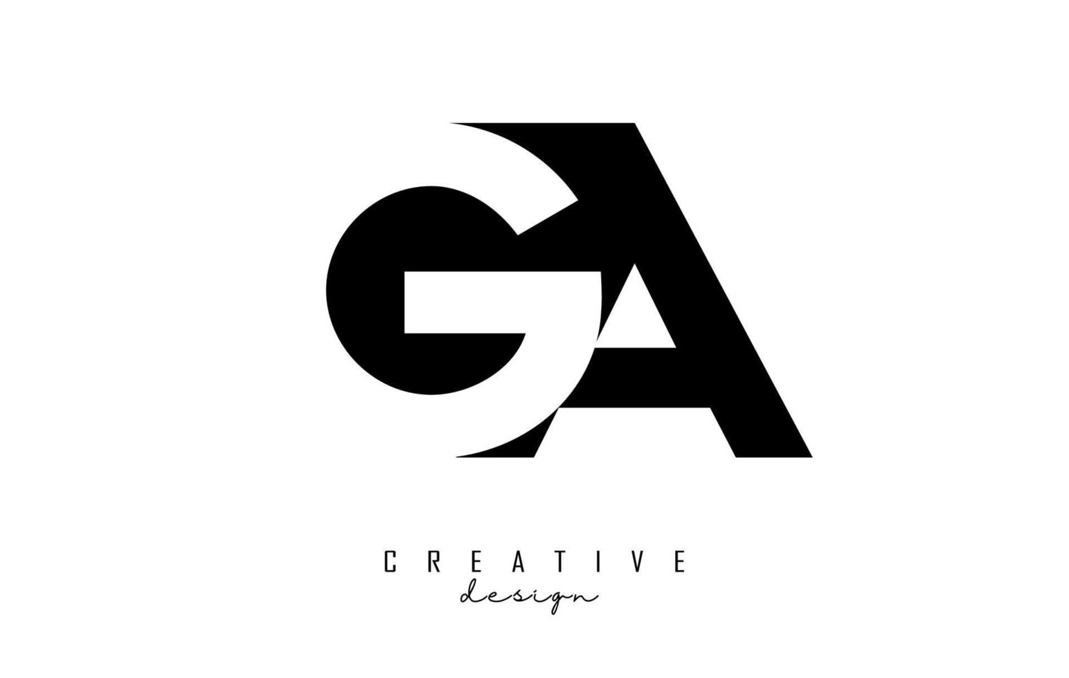 GA letters Logo with negative space design. Letter with geometric typography. vector