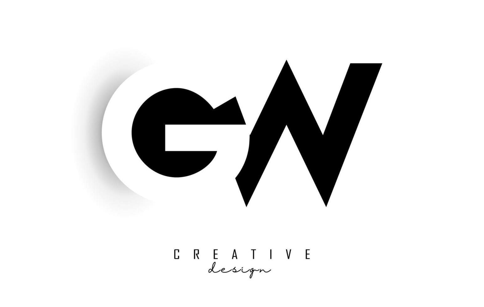 GW letters Logo with negative space design. Letter with geometric typography. vector