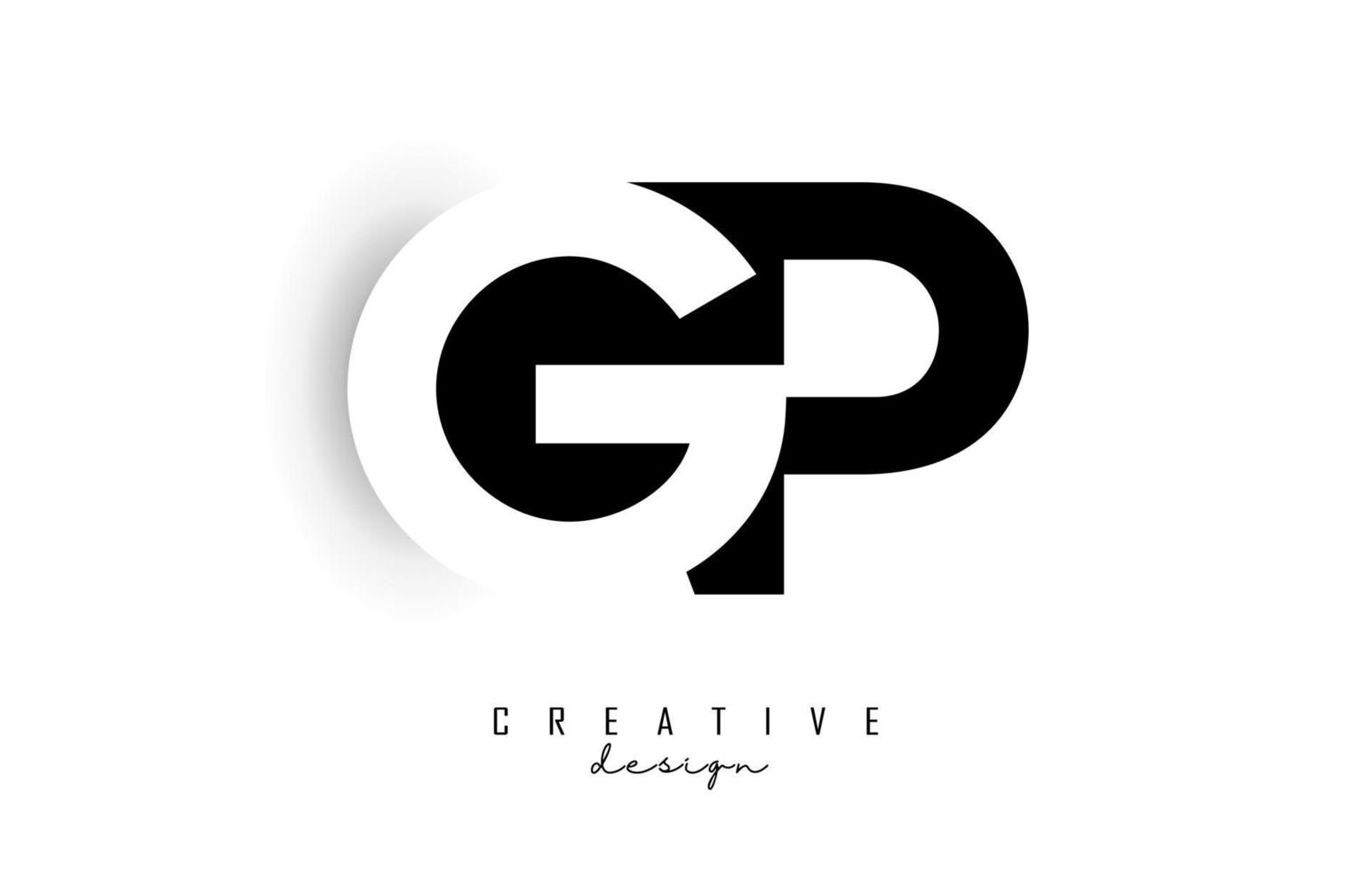 GP letters Logo with negative space design. Letter with geometric typography. vector