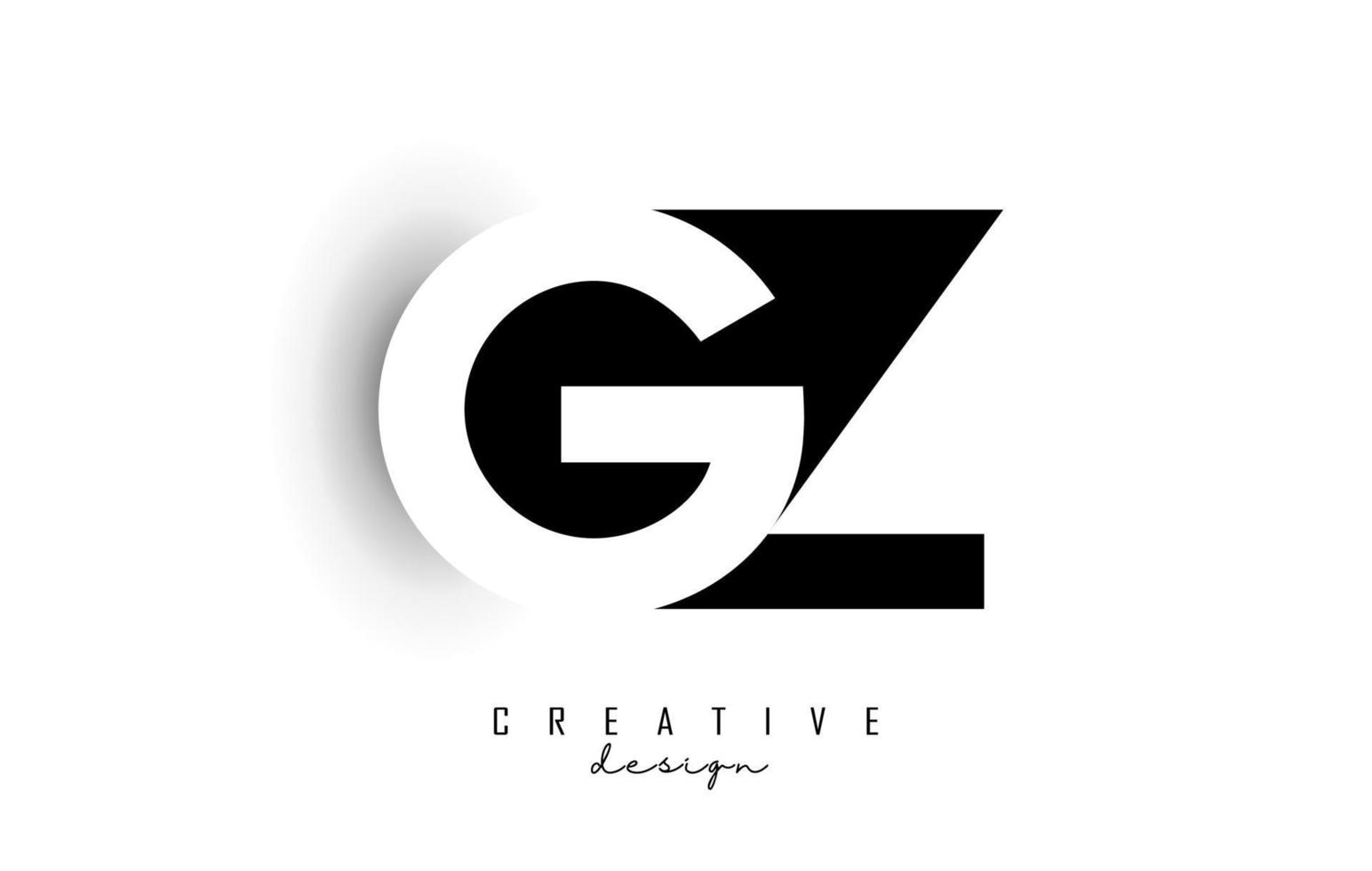 logotipo de letras gz con diseño de espacio negativo. carta con tipografía geométrica. vector