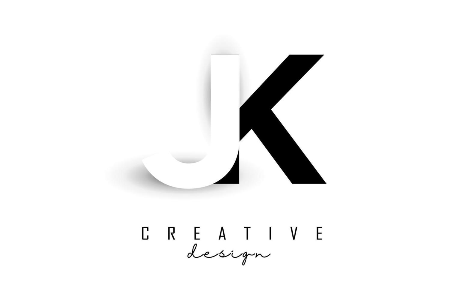 logotipo de letras jk con diseño de espacio negativo. ilustración vectorial con tipografía geométrica. vector