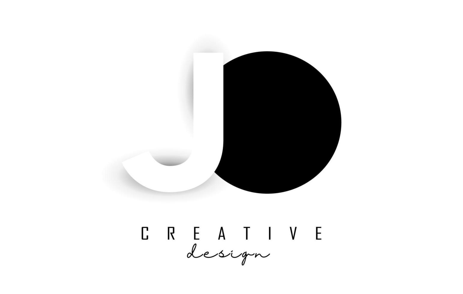 logotipo de letras jo con diseño de espacio negativo. ilustración vectorial con tipografía geométrica. vector