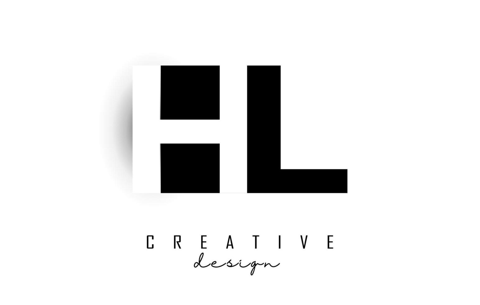 HL letters Logo with negative space design. Vector illustration with with geometric typography.