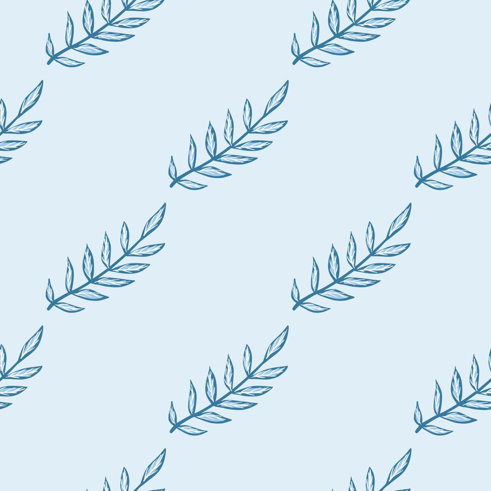 Seamless pastel tones seamless pattern with blue outline leaves branches ornament. Pastel light background. vector