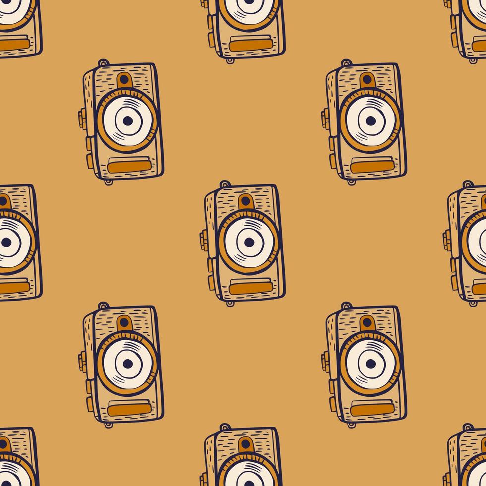 Photo camera seamless pattern. Cute vintage cameras background. vector