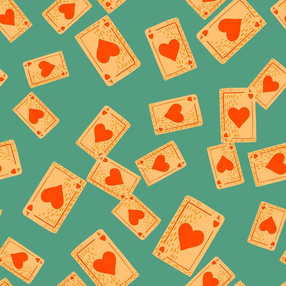 Game cards seamless pattern. Design gambling. Repeated texture in doodle style. vector