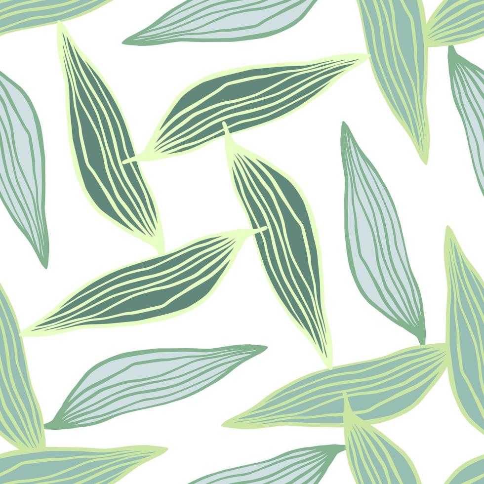 Spring random line leaves pattern on white background. vector