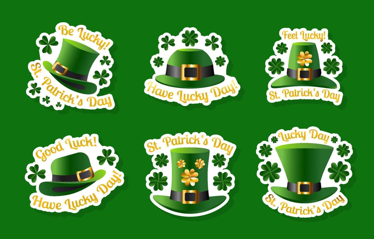 conjunto de pegatinas de sombrero verde de san patricio vector