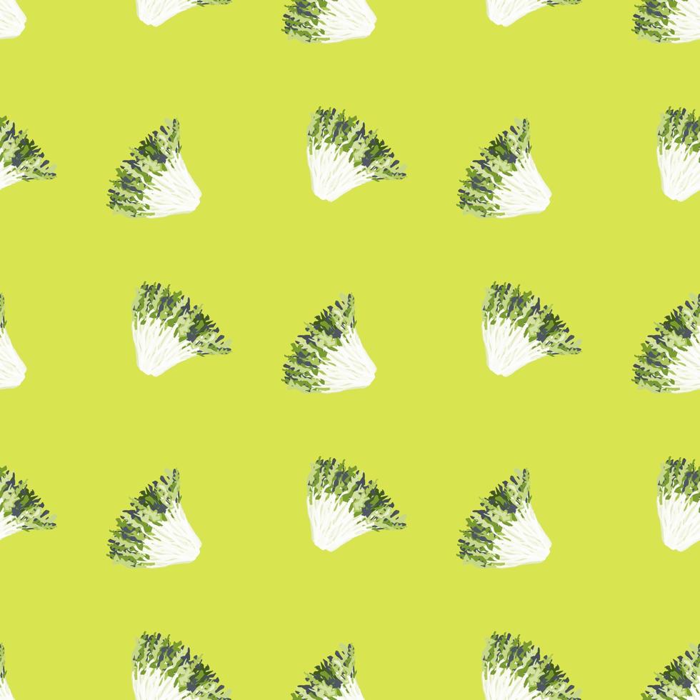 Seamless pattern frisee salad on bright background. Simple ornament with lettuce. vector
