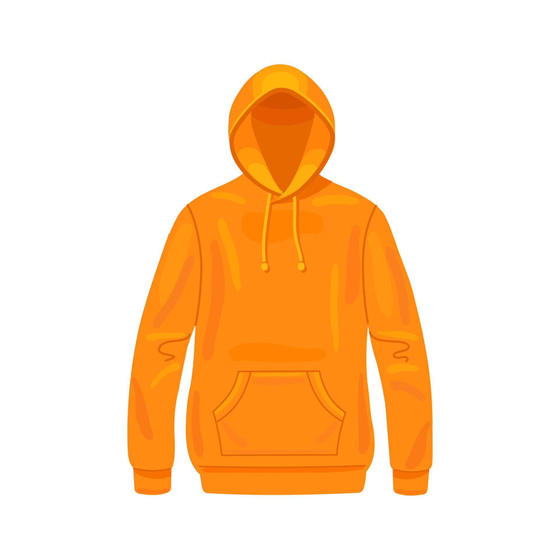 Hooded sweatshirt, orange. Front view. Vector illustration isolated on ...