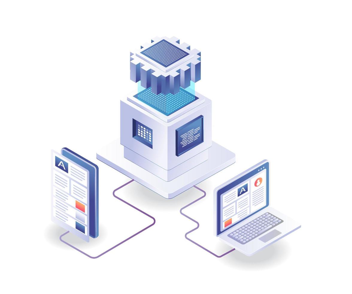 Smartphone network and server computer vector
