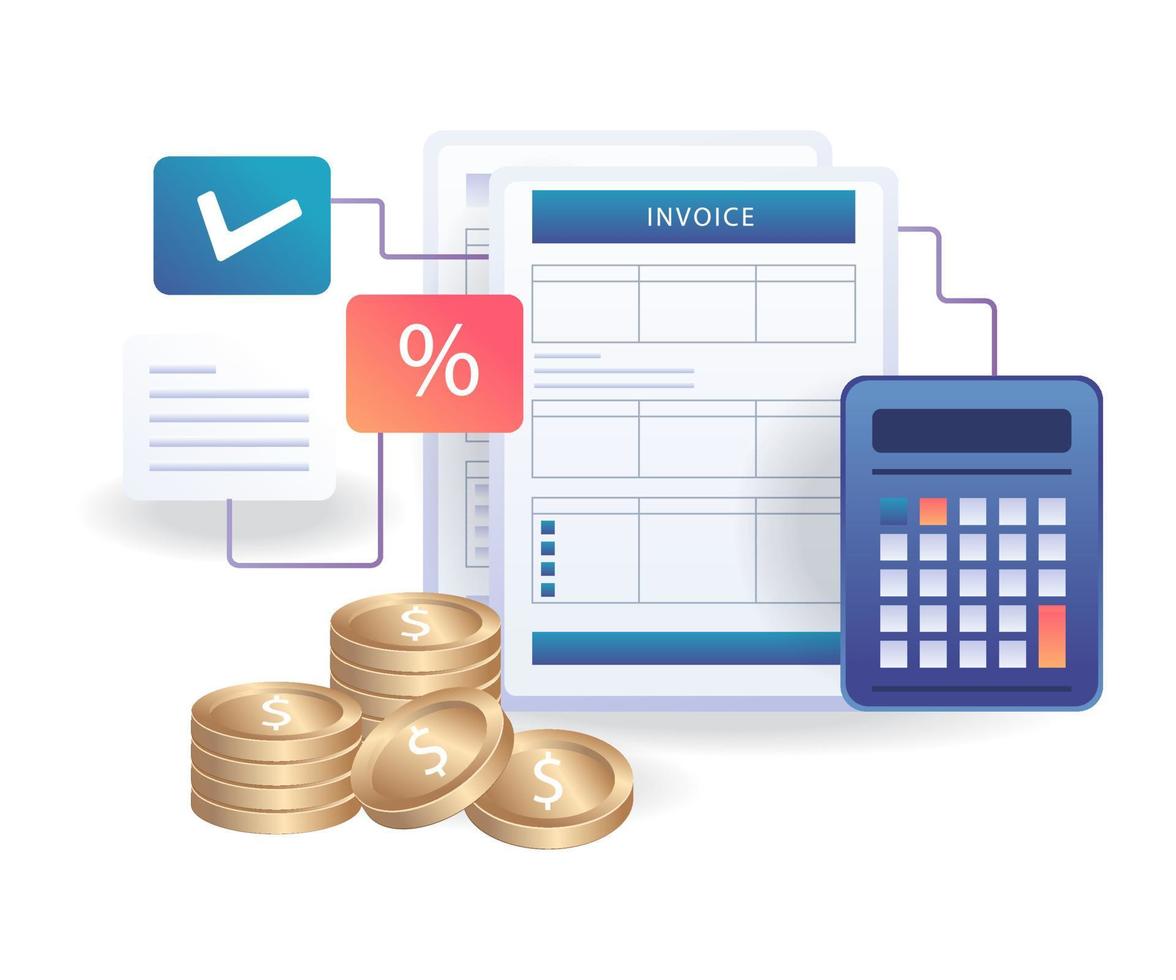 Invoice data report in isometric illustration vector