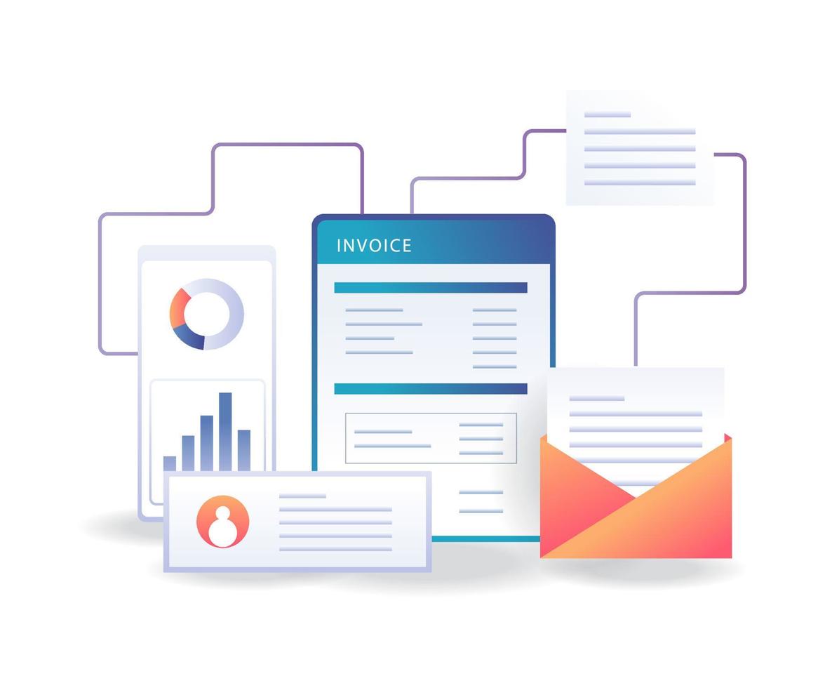 Investment business company invoice report network vector