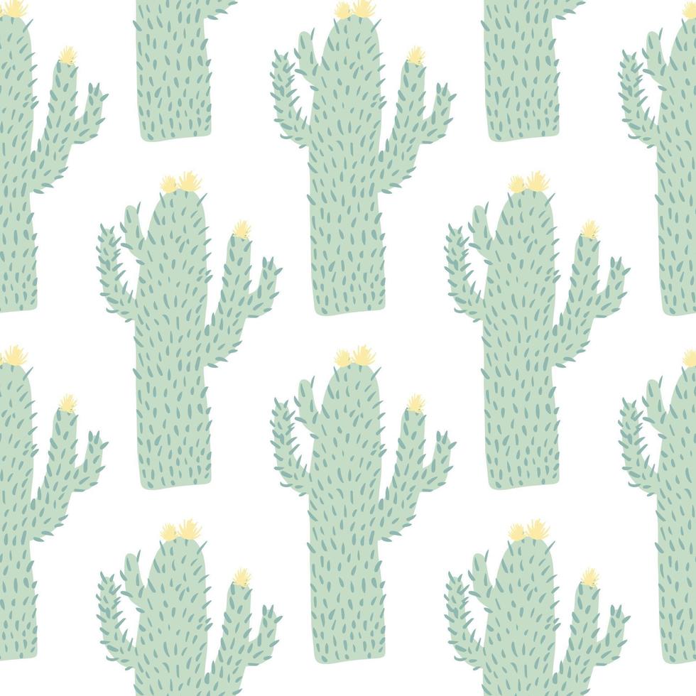 Cactus seamless pattern in doodle style. Cacti wallpaper. vector