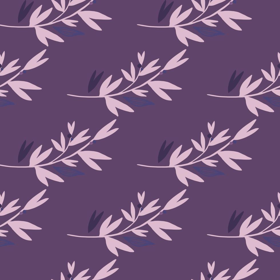 Herbal semless pattern with floral lilac branches on purple background. vector
