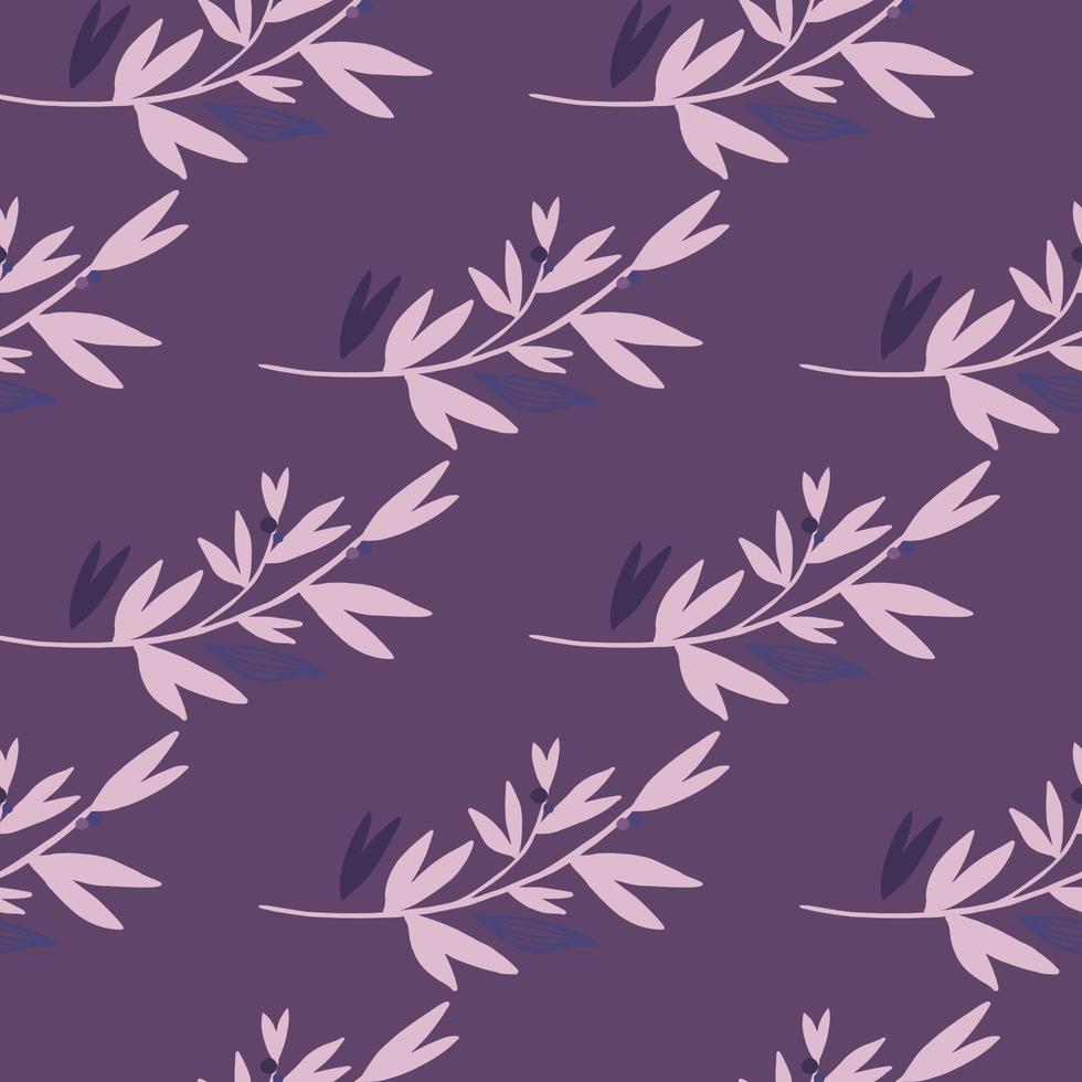 Herbal semless pattern with floral lilac branches on purple background. vector