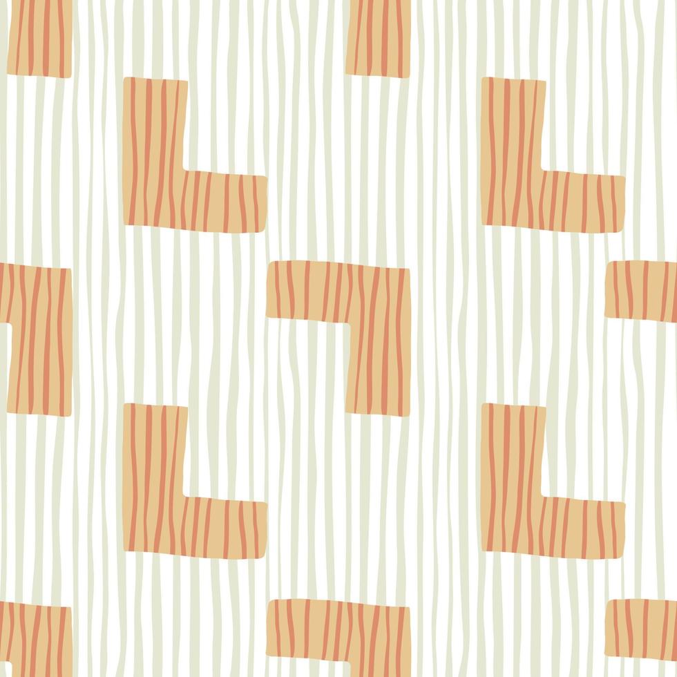 Scandinavian pattern with orange red-lined corners. White background with lilac lines. vector