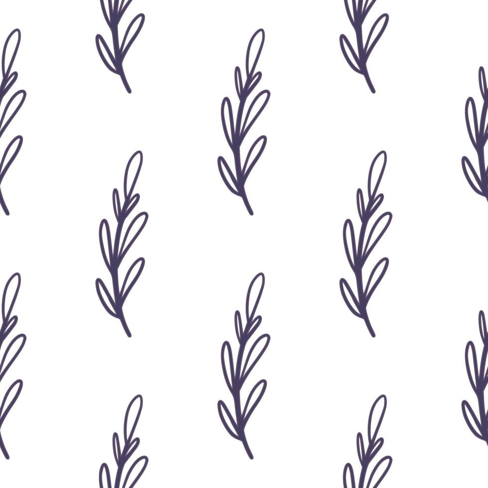 Isolated seamless pattern with outline navy blue branches simple print. White background. Doodle backdrop. vector