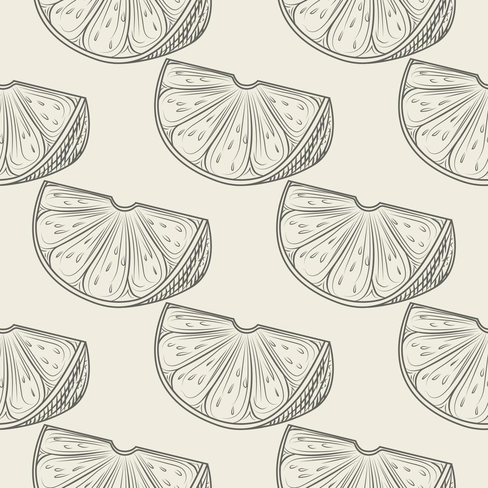 Hand drawn lime slice seamless pattern. Lemon citrus fruit wallpaper. vector