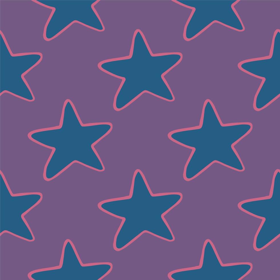 Geometric star shapes seamless pattern in doodle style. vector
