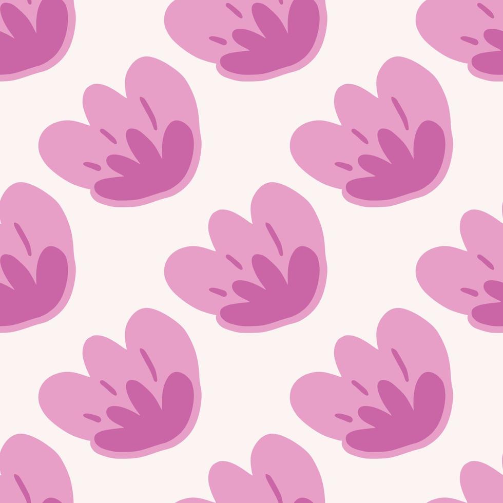 Creative pink flowers seamless pattern on light background. Doodle floral wallpaper vector