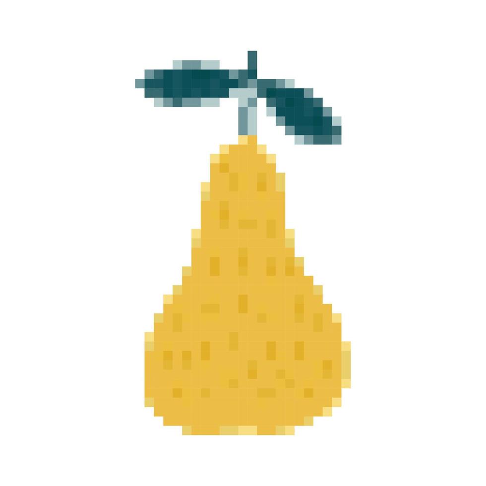 Pear icon in pixel art style. vector