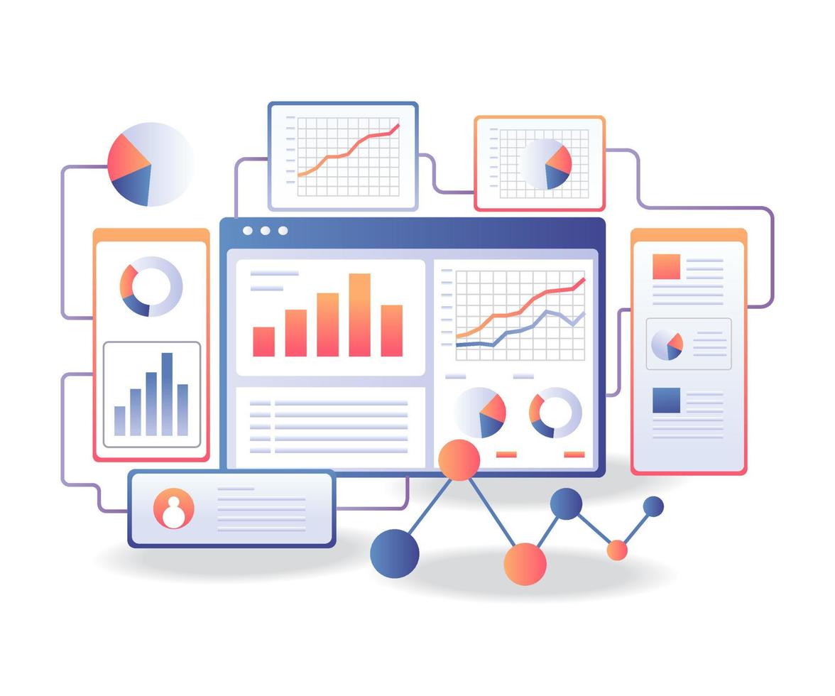 Optimization seo analyst data screen vector